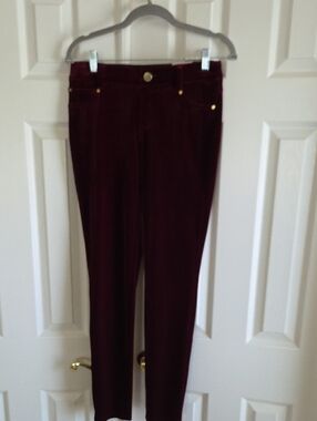 INC International Concepts Wine Velvet Skinny Leg Pants